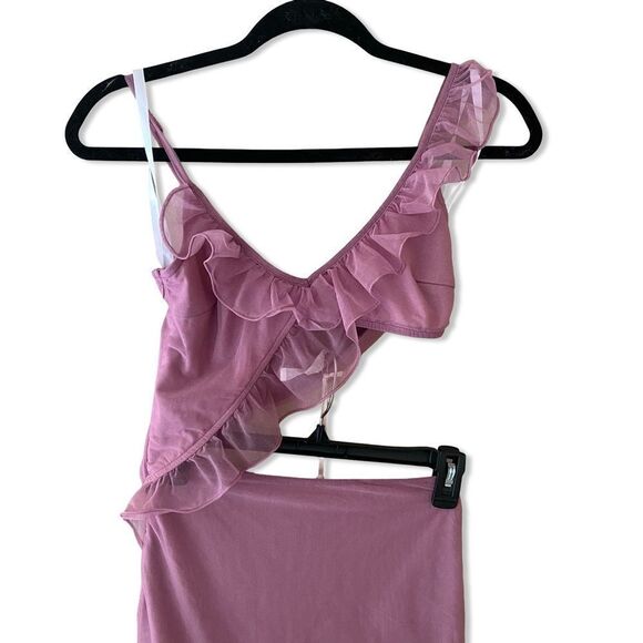 More To Come Payton Ruffle Dress pink mini cut out Y2K Revolve NWT S - Picture 5 of 9